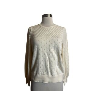 Boden Rosalie Pointelle Sweater Medium Ivory Pullover